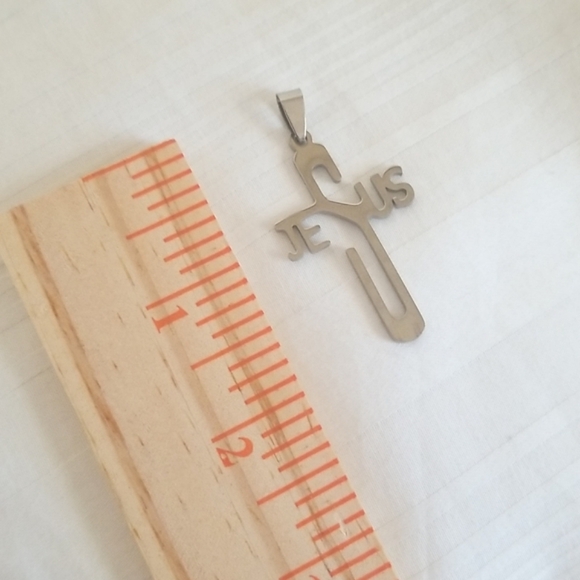 Silver Jesus Spell Out Pendant - Picture 3 of 3